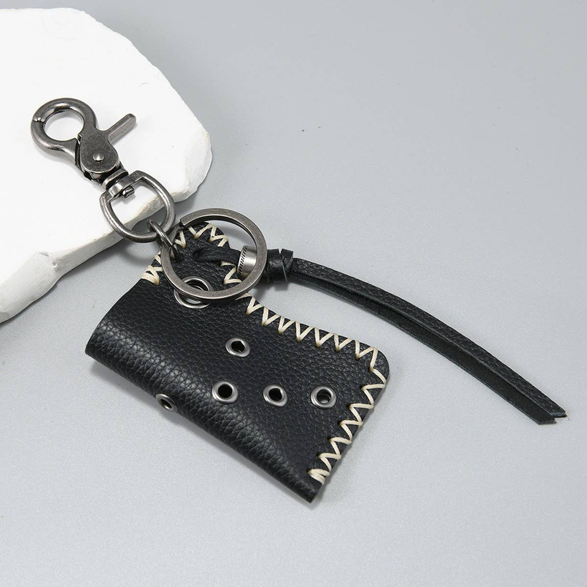 VINTAGE COWHIDE LIGHTER CASE KEYCHAIN PENDANT
