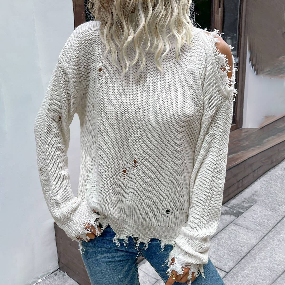 STYLISH OFF-THE-SHOULDER TURTLENECK SWEATER
