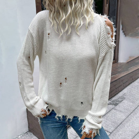 STYLISH OFF-THE-SHOULDER TURTLENECK SWEATER