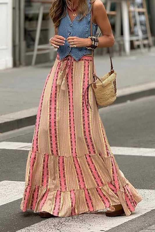 CWBLS0632_NEW STYLE PENDANT RUFFLED WIDE SWING SKIRT