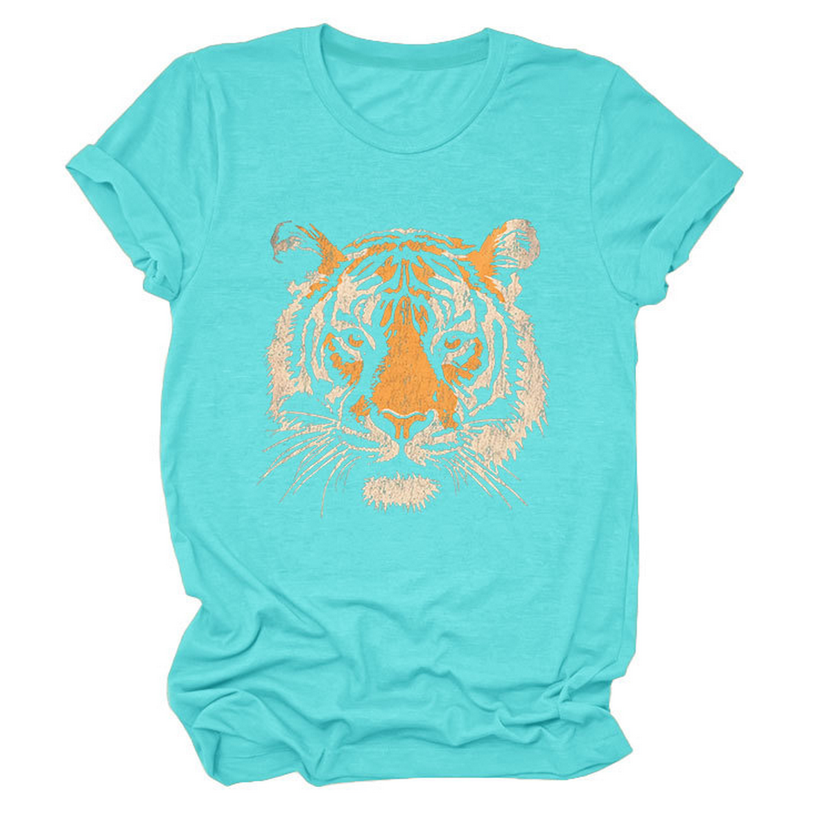 Women??¢s Summer Tee with Stylish Tiger Print_CWTTSL0494