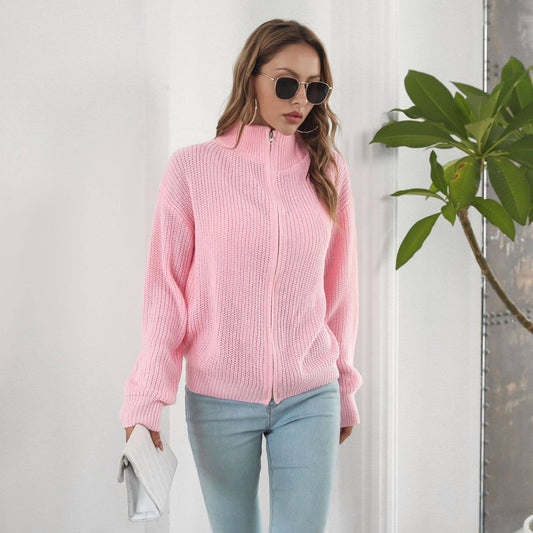 Turtleneck knitted cardigan long-sleeved jacket