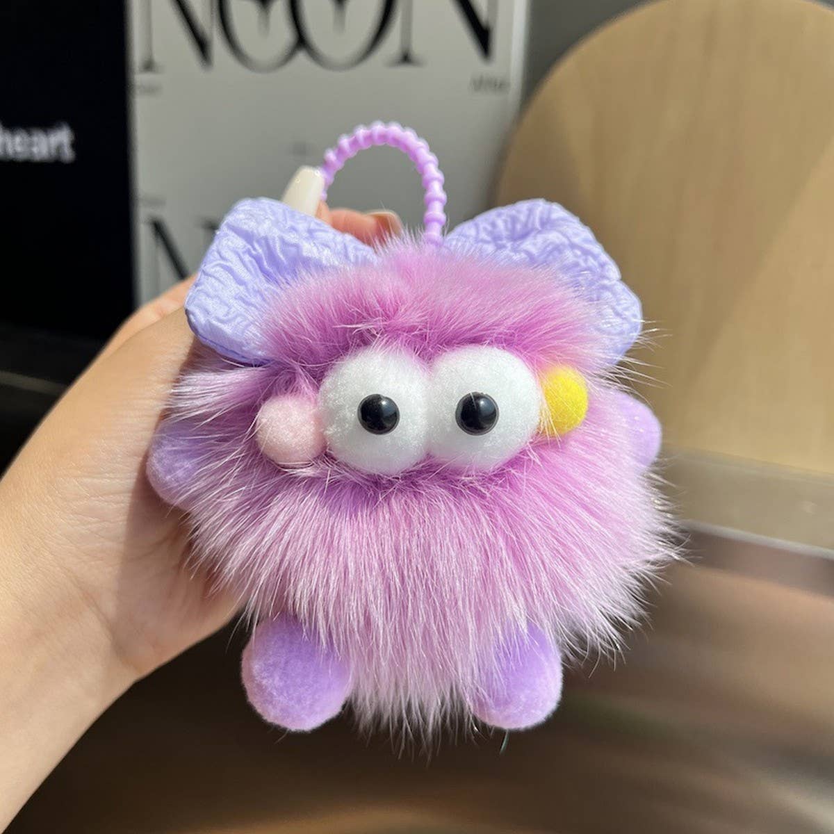 CUTE BOWKNOT BIG EYES CAR KEYCHAIN PLUSH PENDANT