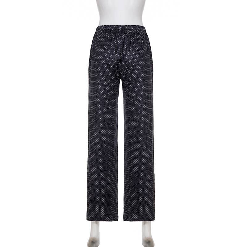 Loose waist polka dot prints wide-leg pants