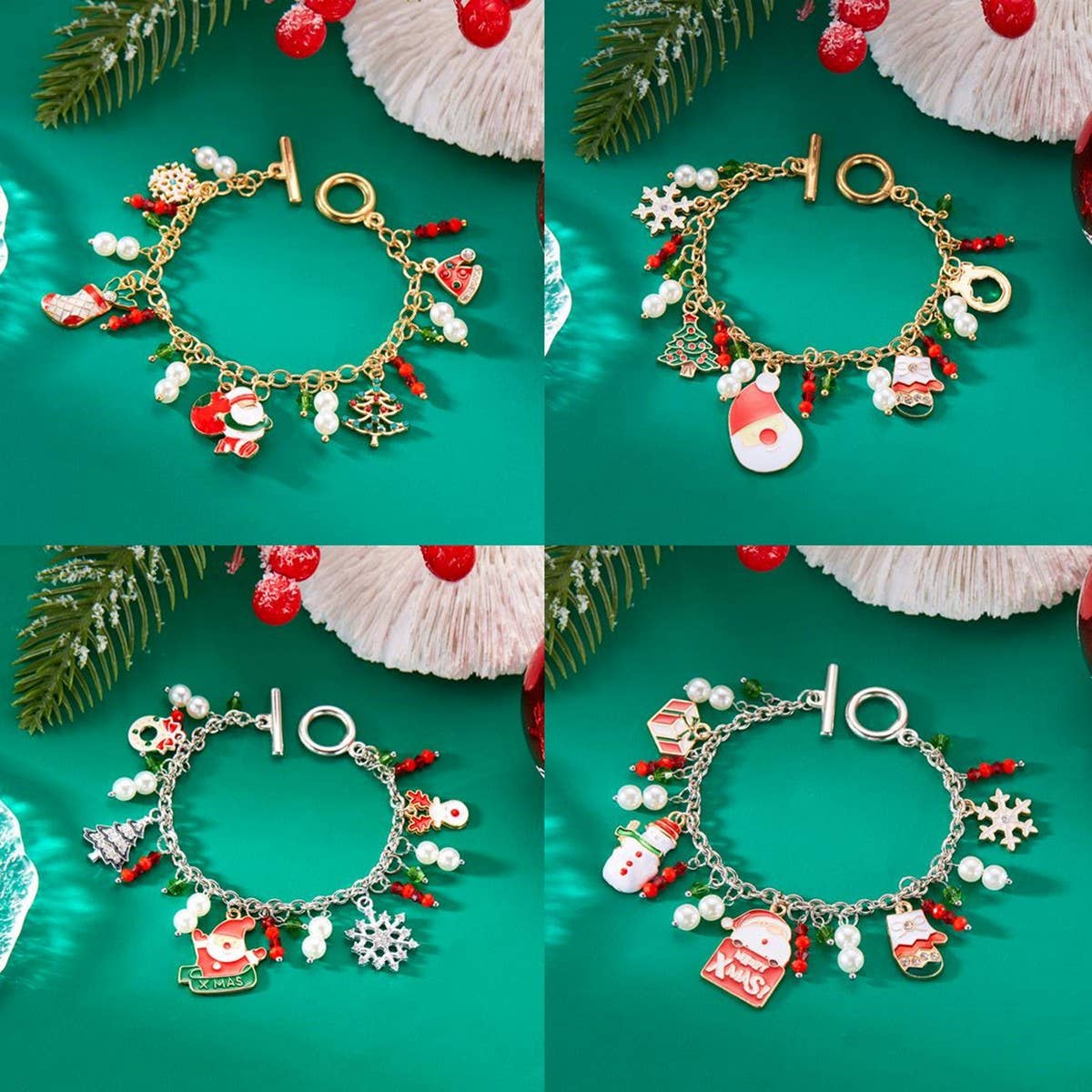 CWAJE2512_SANTA CLAUS RICE BEAD PENDANT BRACELET