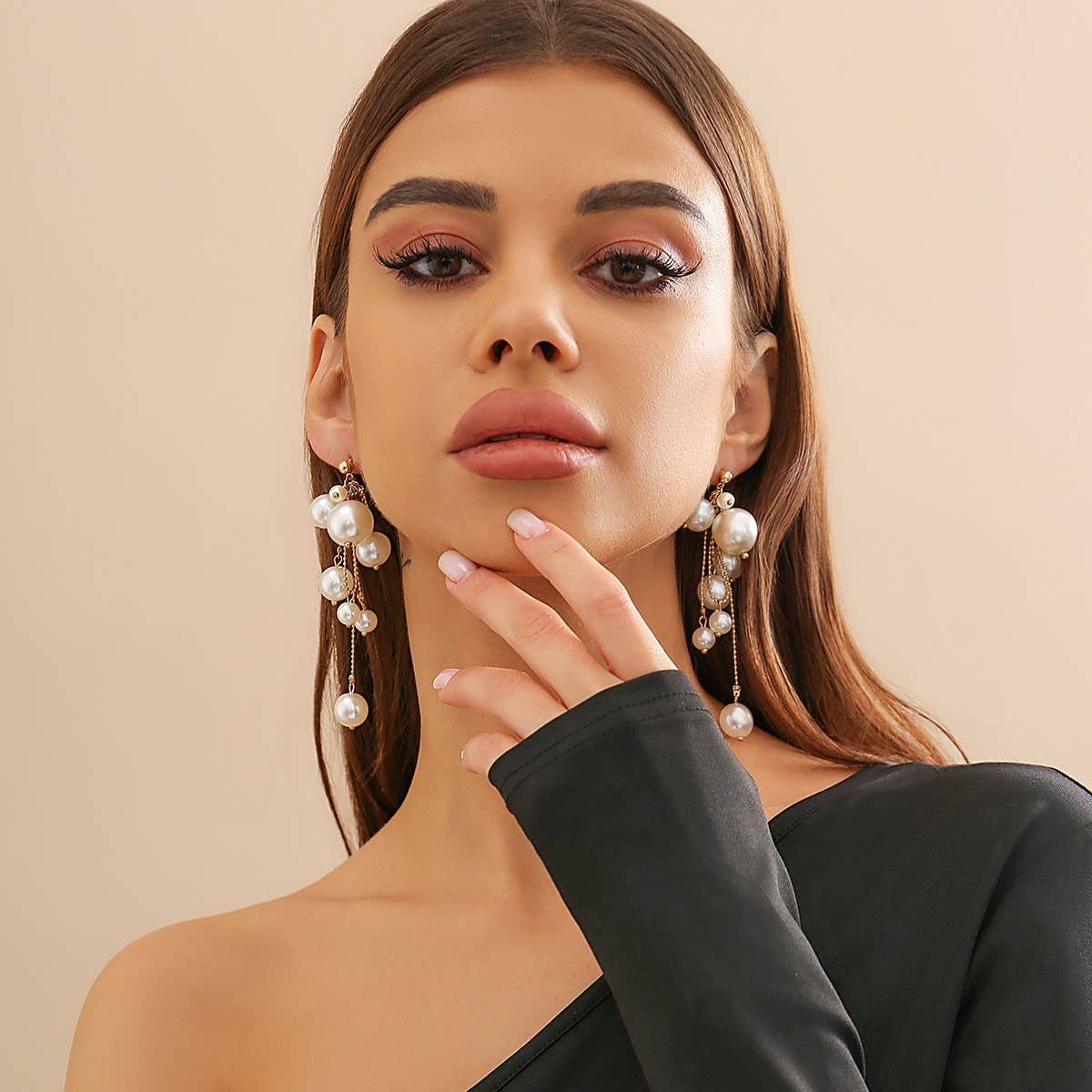 IMITATION PEARL TASSEL PENDANT EARRINGS