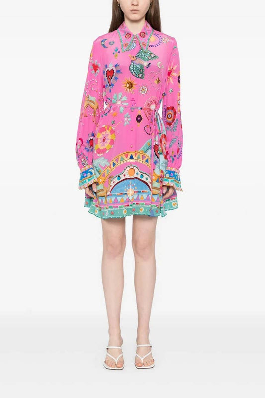 CWDSD8274_SPRING TEMPERAMENT COMMUTER SHIRT COLLAR DRESS