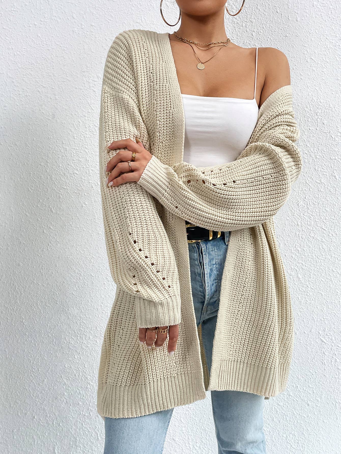 V-NECK LOOSE SOLID COLOR LAZY CARDIGAN