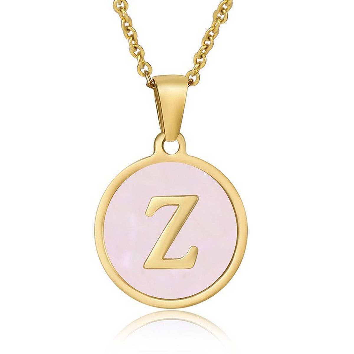 ROUND 18K GOLD STAINLESS STEEL 26LETTERS NECKLACE