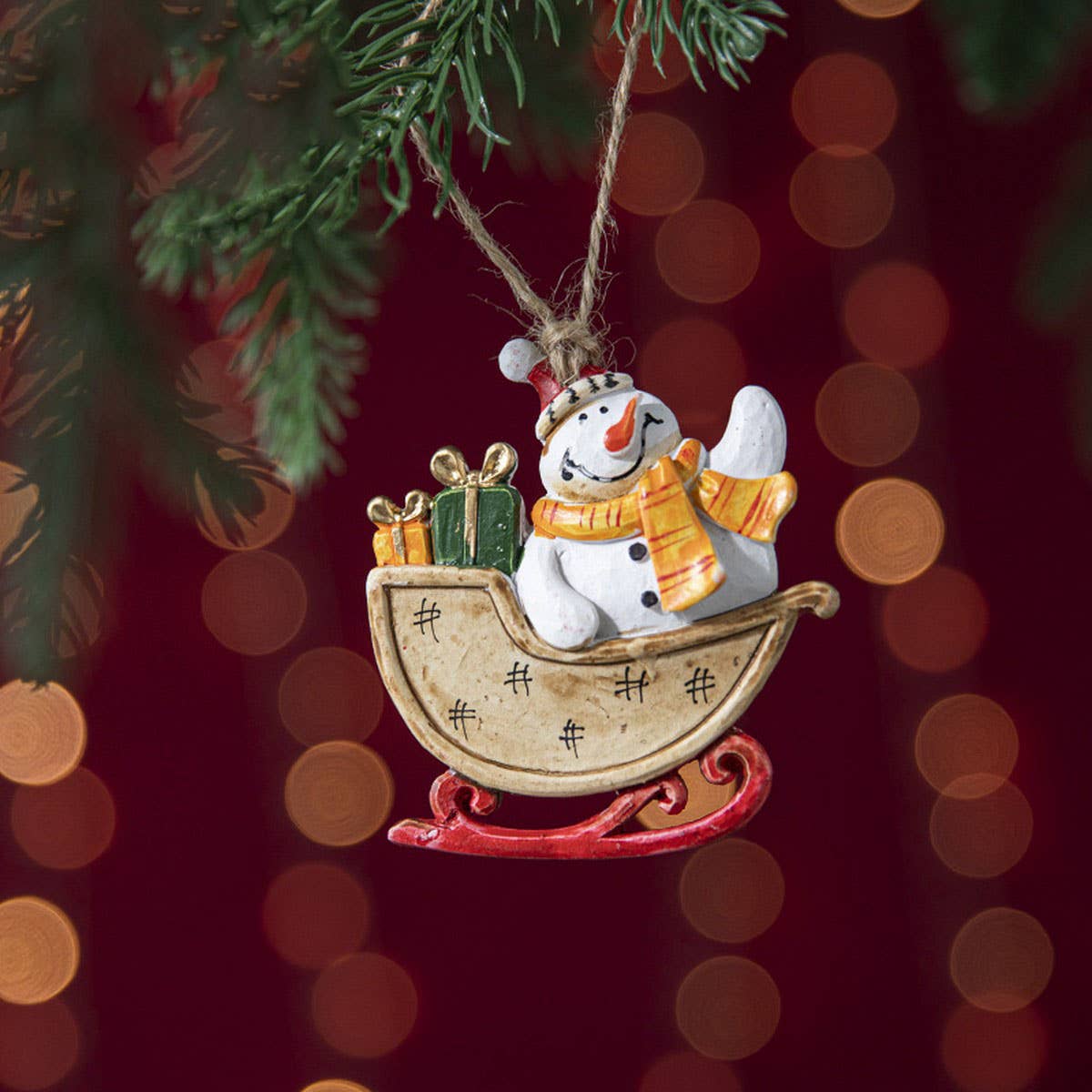 Resin Sled Snowman Santa Tree Hanging Decoration_CWMM9744