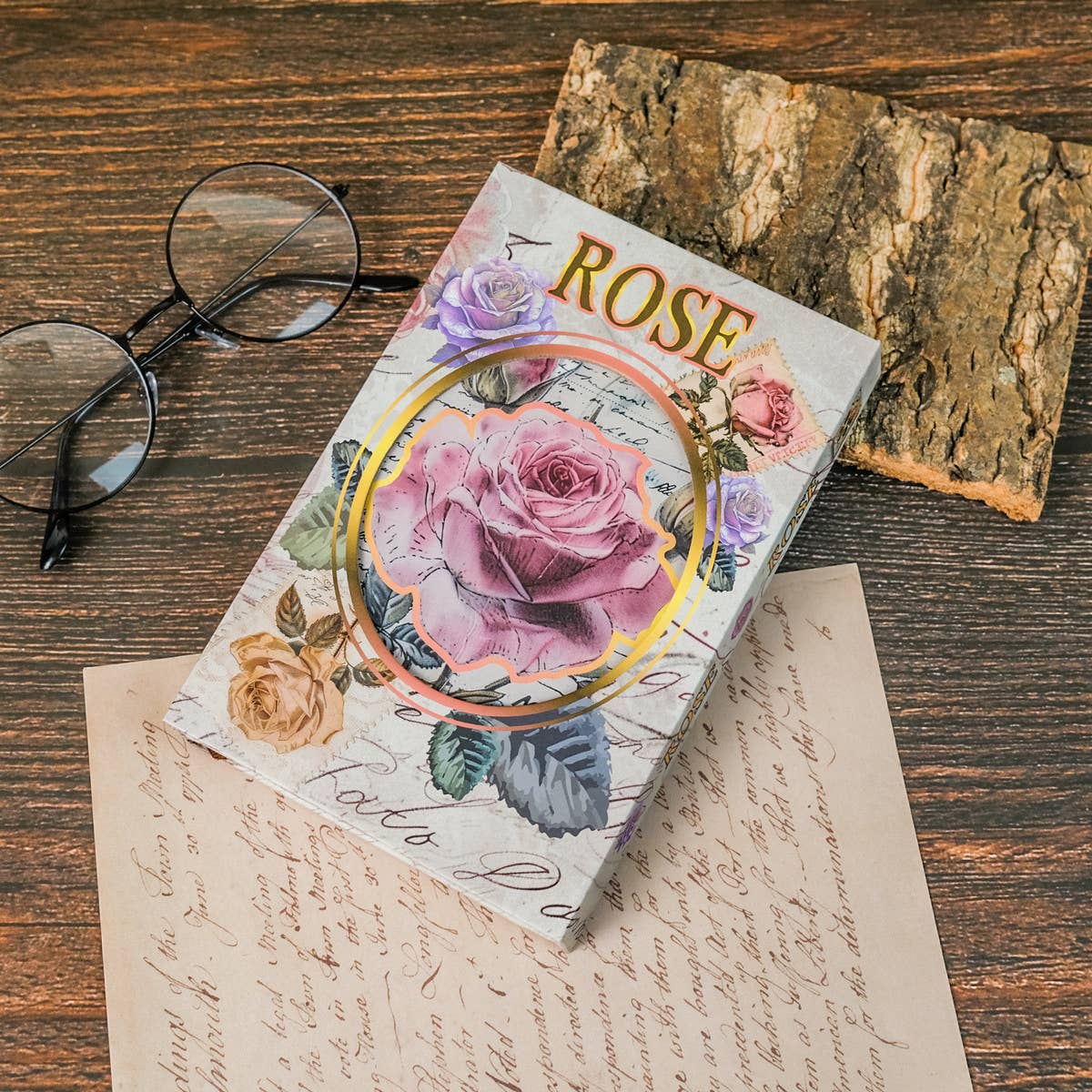 VINTAGE ROSE PORTABLE NOTEBOOK