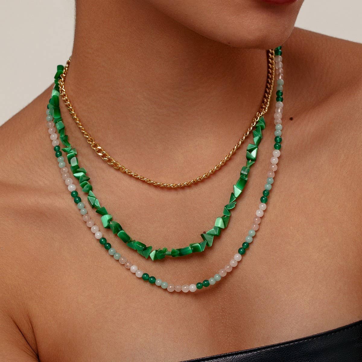 18K GOLD IRREGULAR NATURAL STONE NECKLACE_CWMM3635