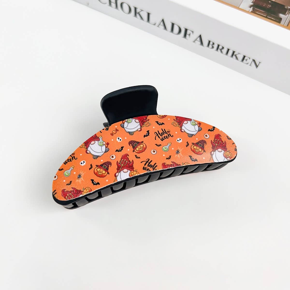 Gothic Halloween Claw Clip, Pumpkin & Ghost Design_CWAHA1443