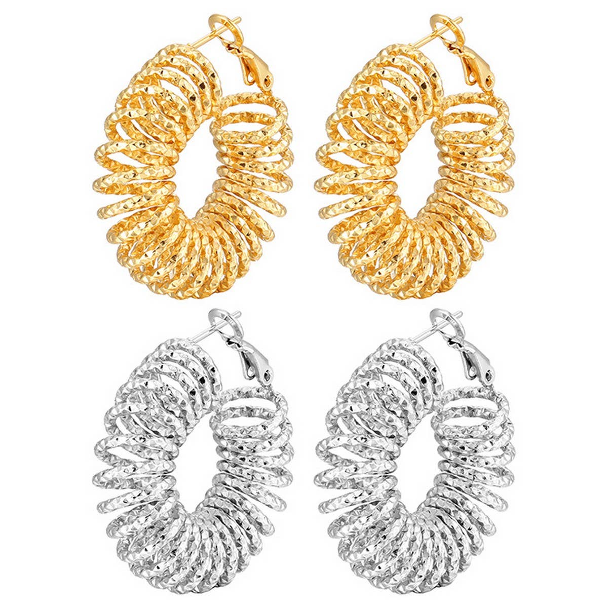 18K GOLD BRAIDED FILIGREE CHUNKY HOOP EARRINGS_CWAJE0559