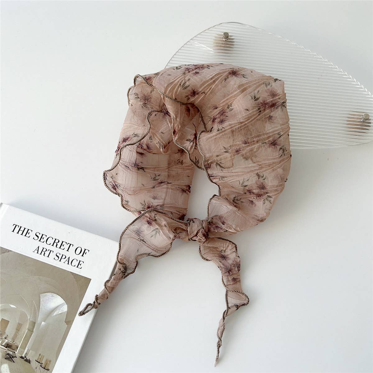 Pleated Embossed Triangle Scarf - Chic Neck Wrap_CWASC0853