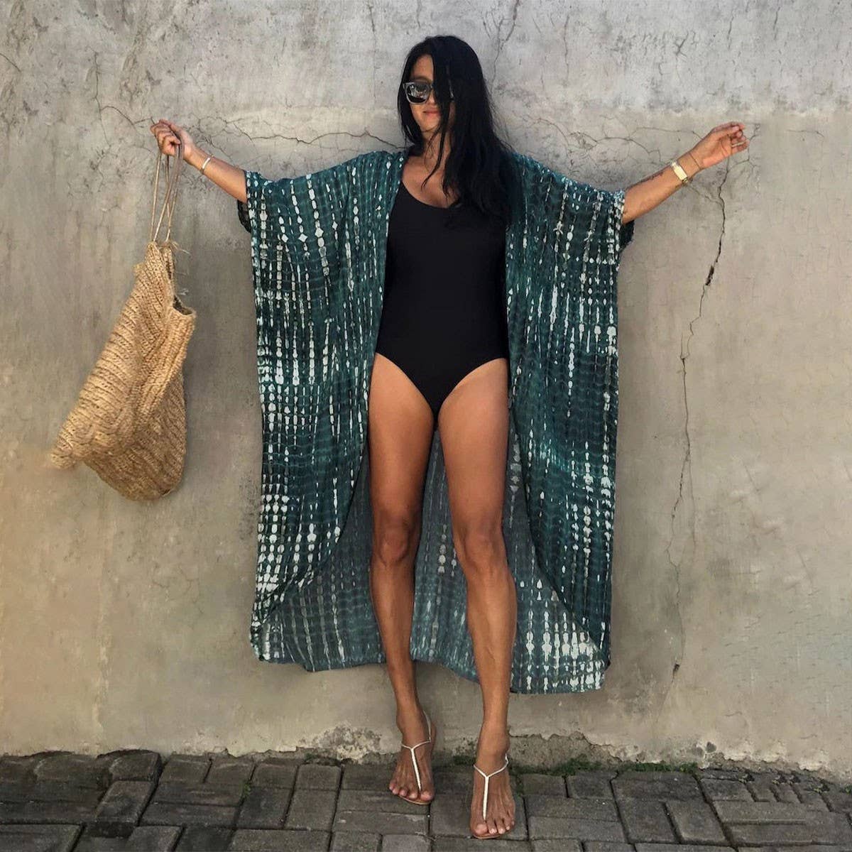 Bamboo Cotton Tie-Dye Beach Cover-Up Cardigan_CWMM6301