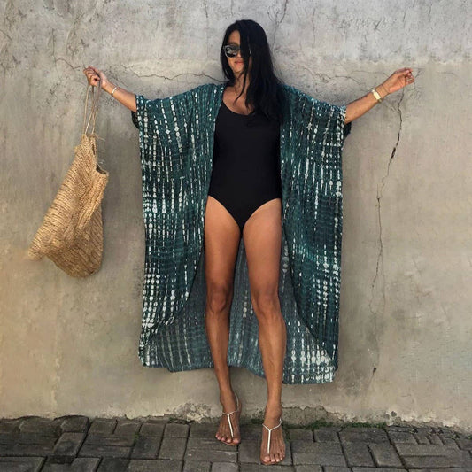 Bamboo Cotton Tie-Dye Beach Cover-Up Cardigan_CWMM6301
