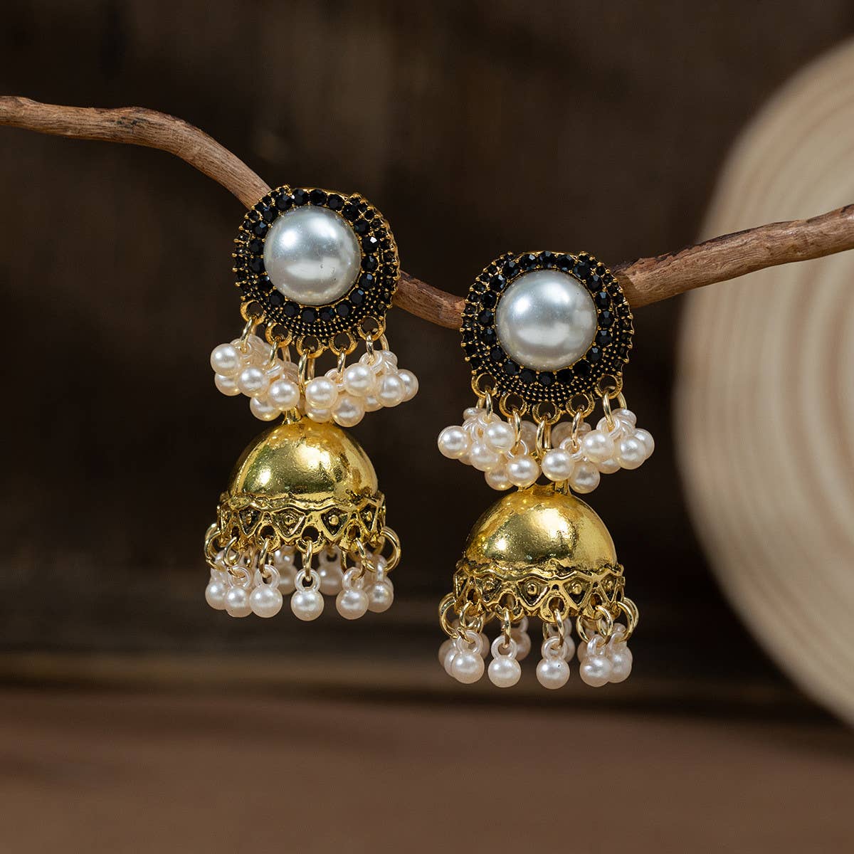 VINTAGE WIND BELL TASSEL EARRINGS