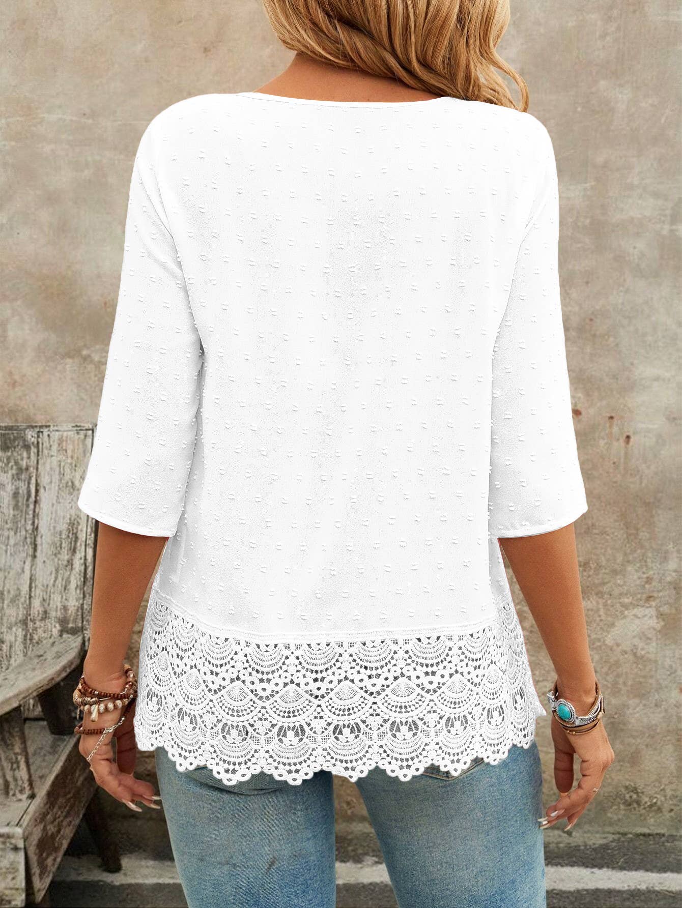 Hollowed-out embroidered lace French-style shirt