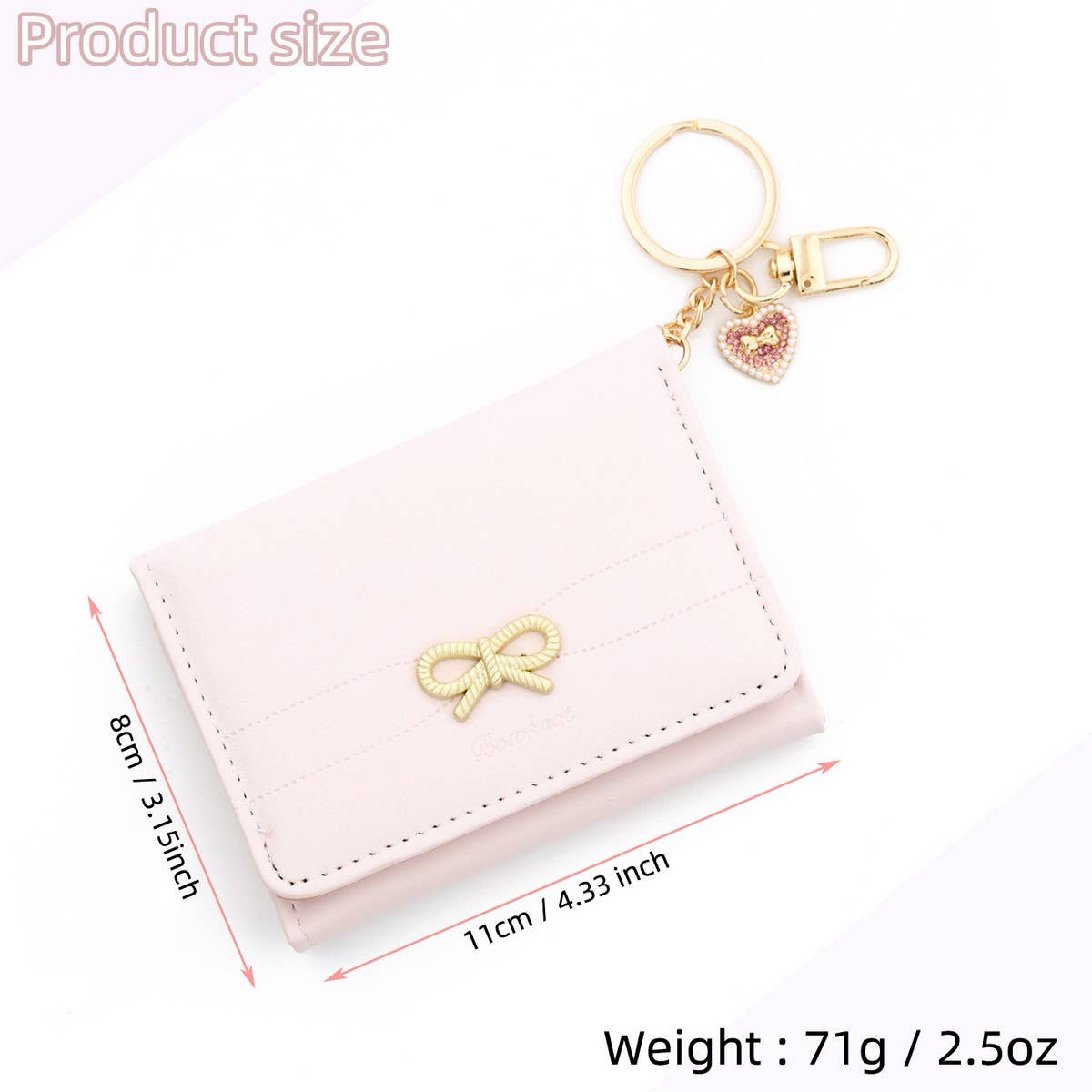 Korean Bow Trifold Wallet with Heart Design_CWAB4968