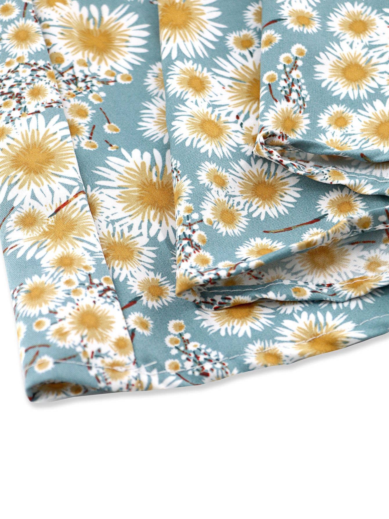 Sexy Short Fitted Floral Balloon Sleeve Dress