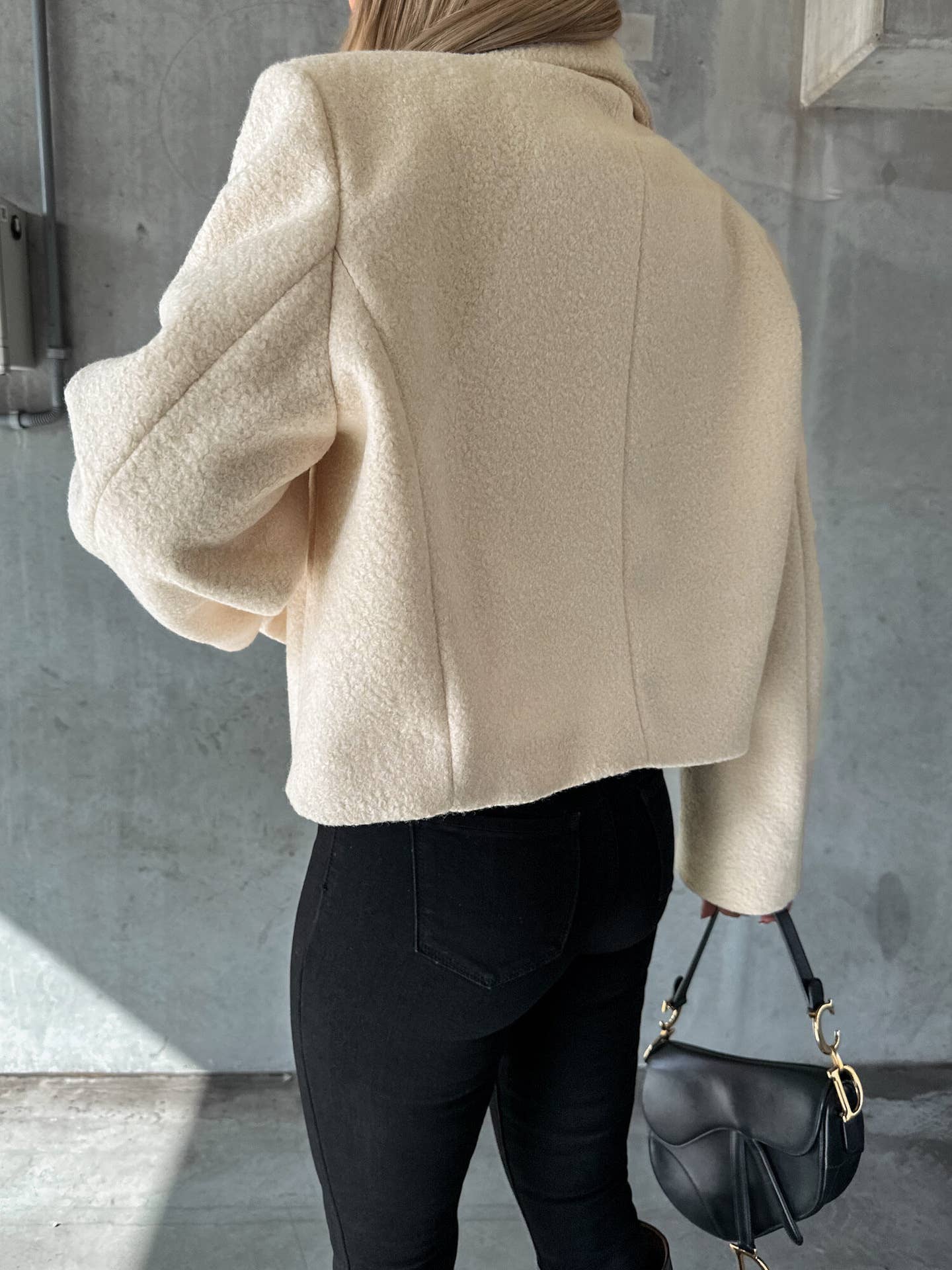 Wool oversized collar solid color coat