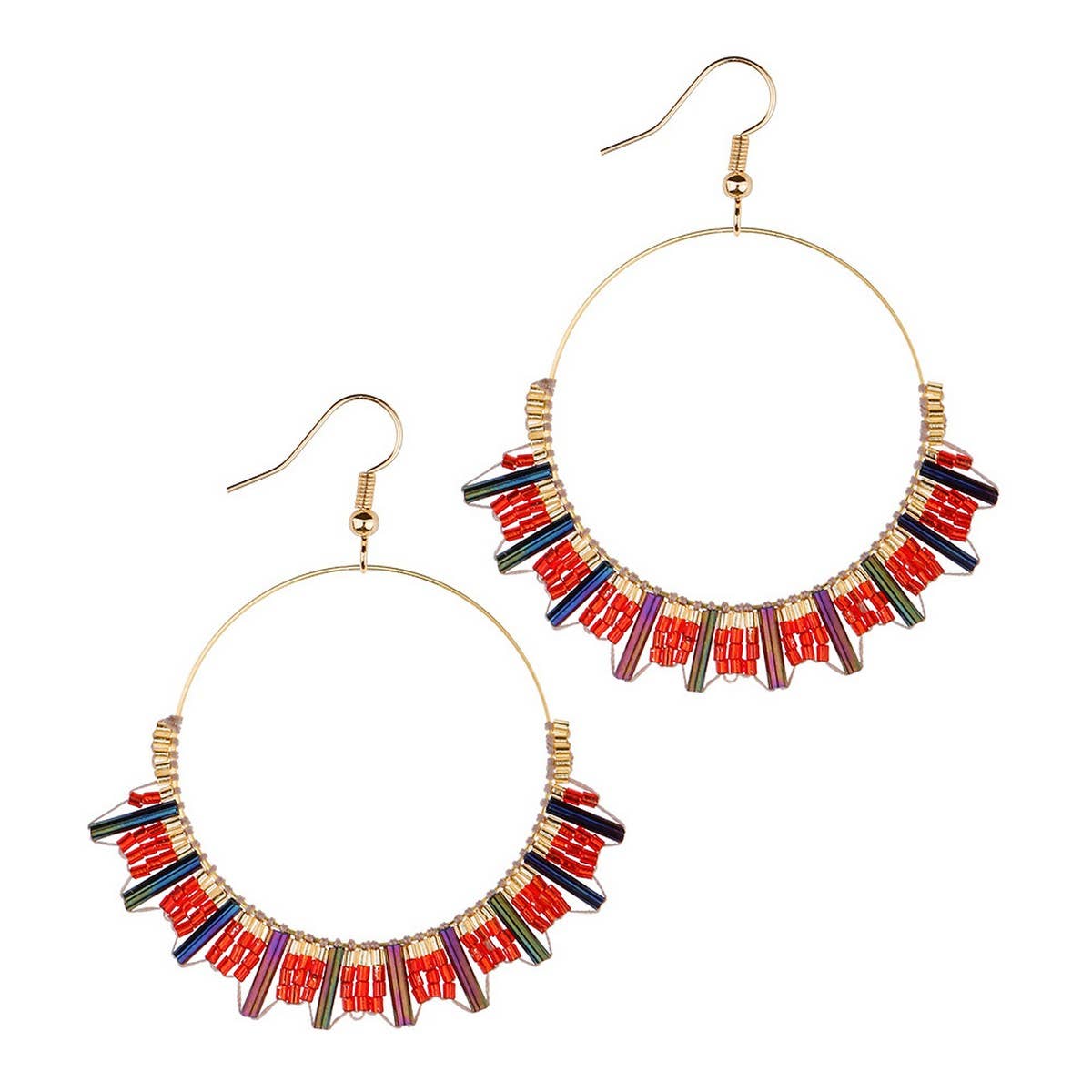 BOHEMIAN NICHE VINTAGE CIRCLE BEADED EARRINGS_CWAJE1659