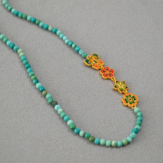 VINTAGE TURQUOISE BEADED COLORFUL NECKLACE