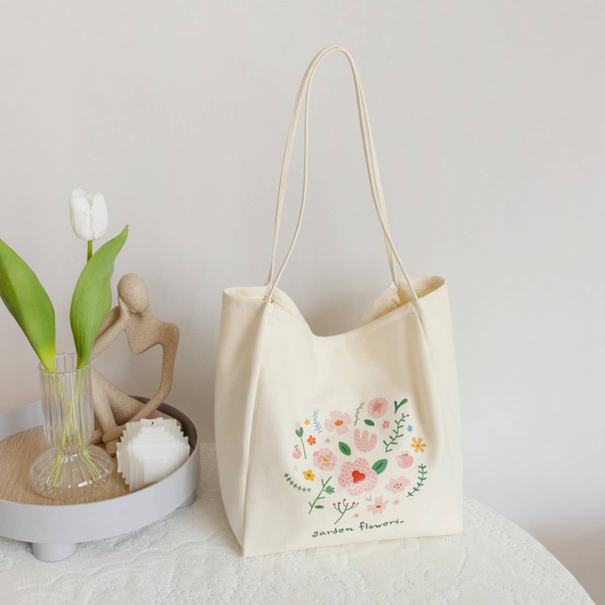 Floral Canvas Tote Bag for Women, Large Capacity_CWAB5621