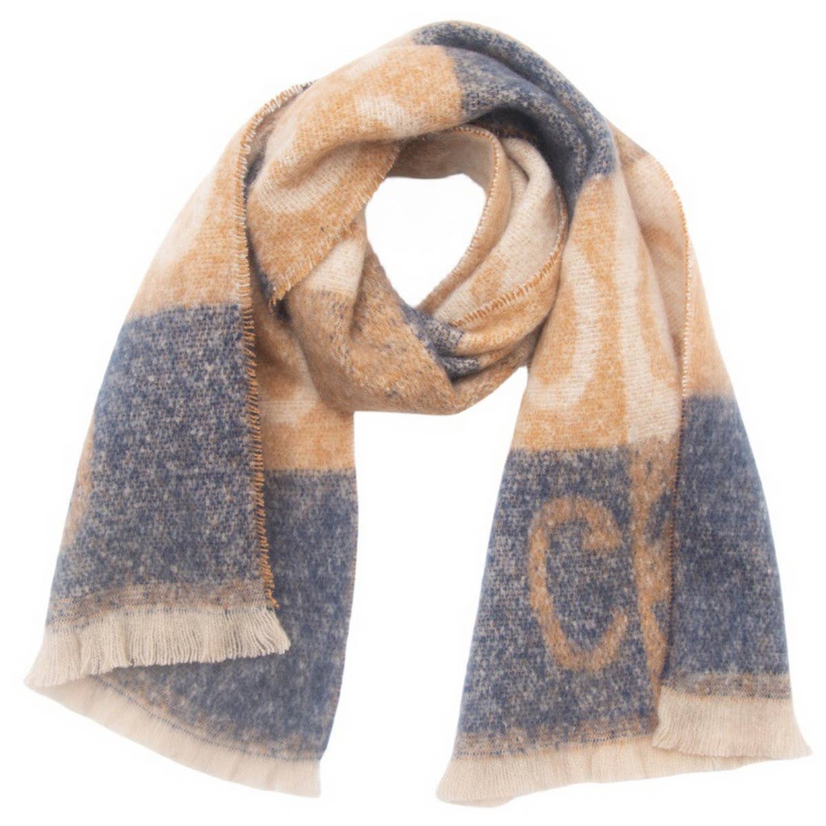 Letter Jacquard Scarf ? Winter Short Fringe Wrap