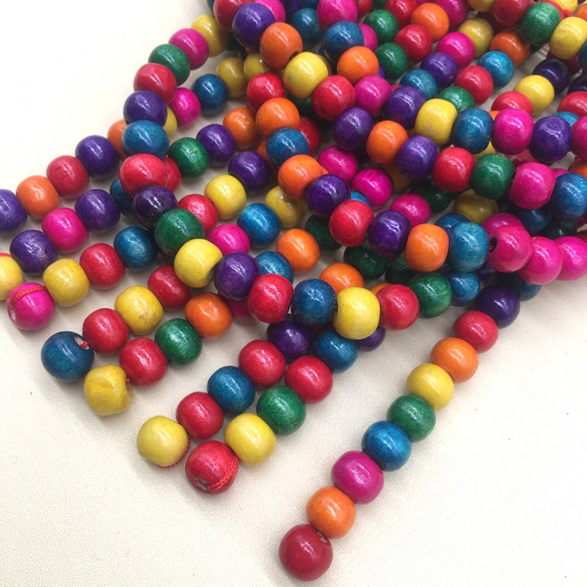 HANDMADE TASSEL COLORED WOODEN BEAD NECKLACE