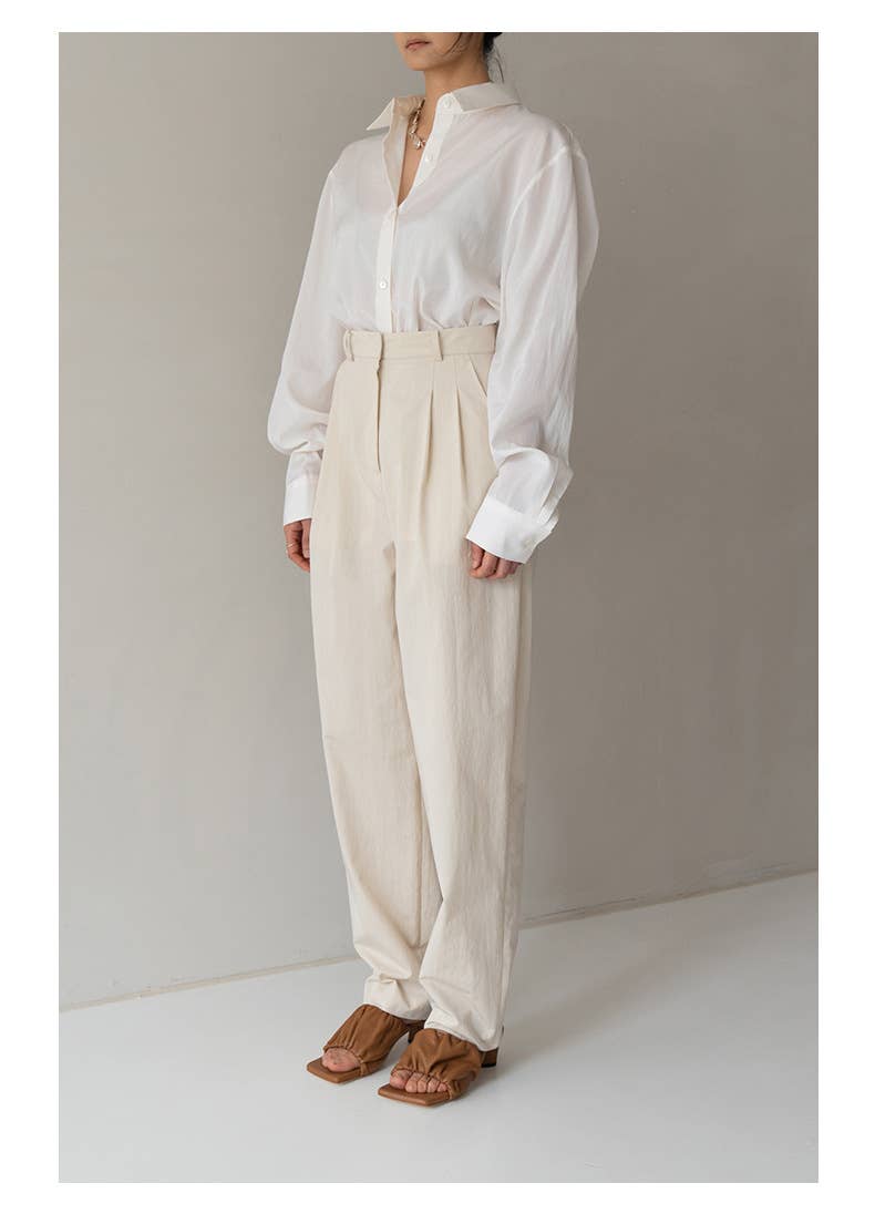 Elegant long-sleeved tencel ice cotton shirt