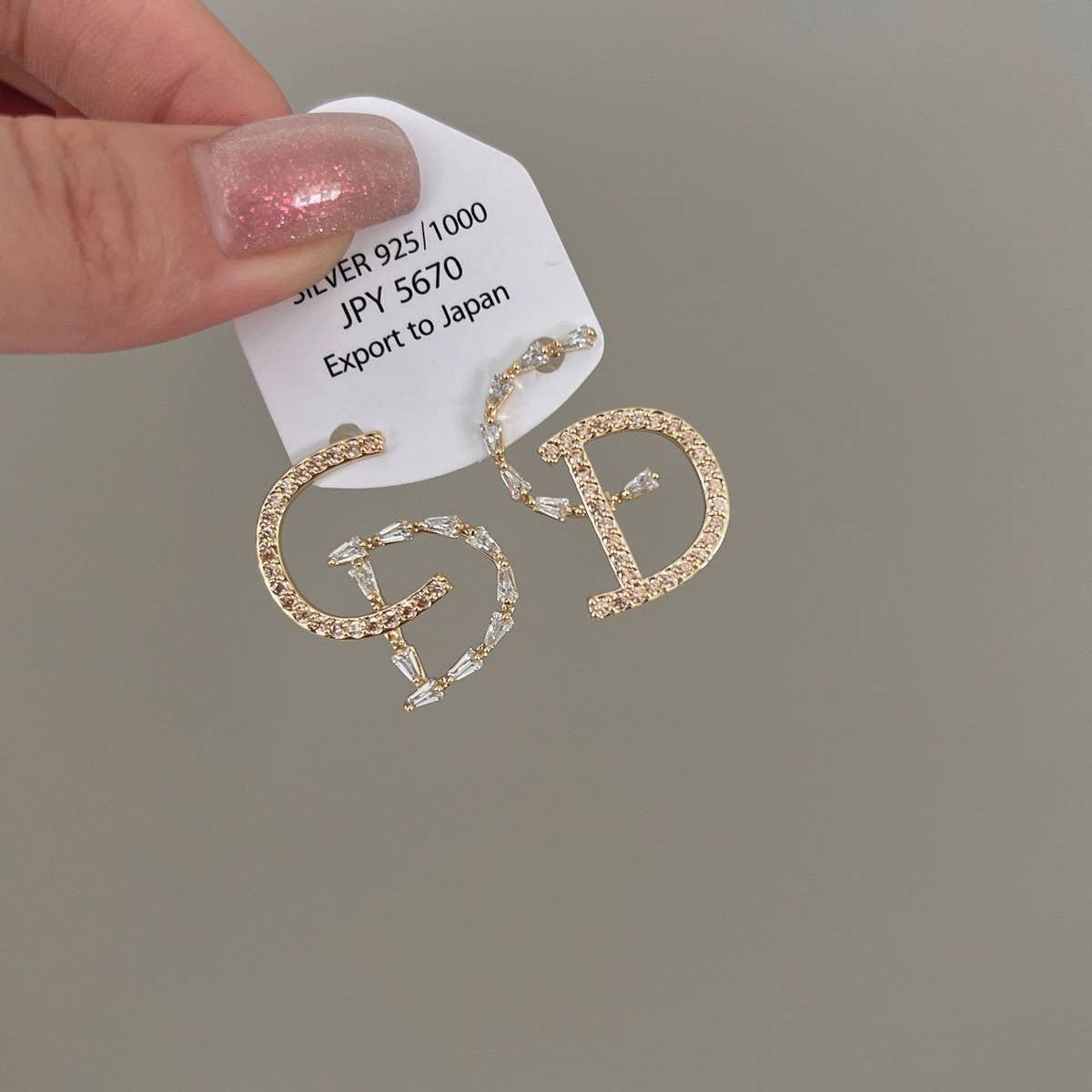 LIGHT LUXURY LETTER ZIRCON EARRINGS