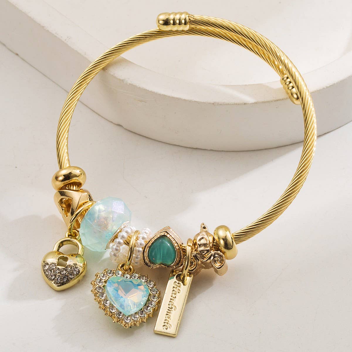 Minimalist Crystal Heart Beaded Couple Bracelet