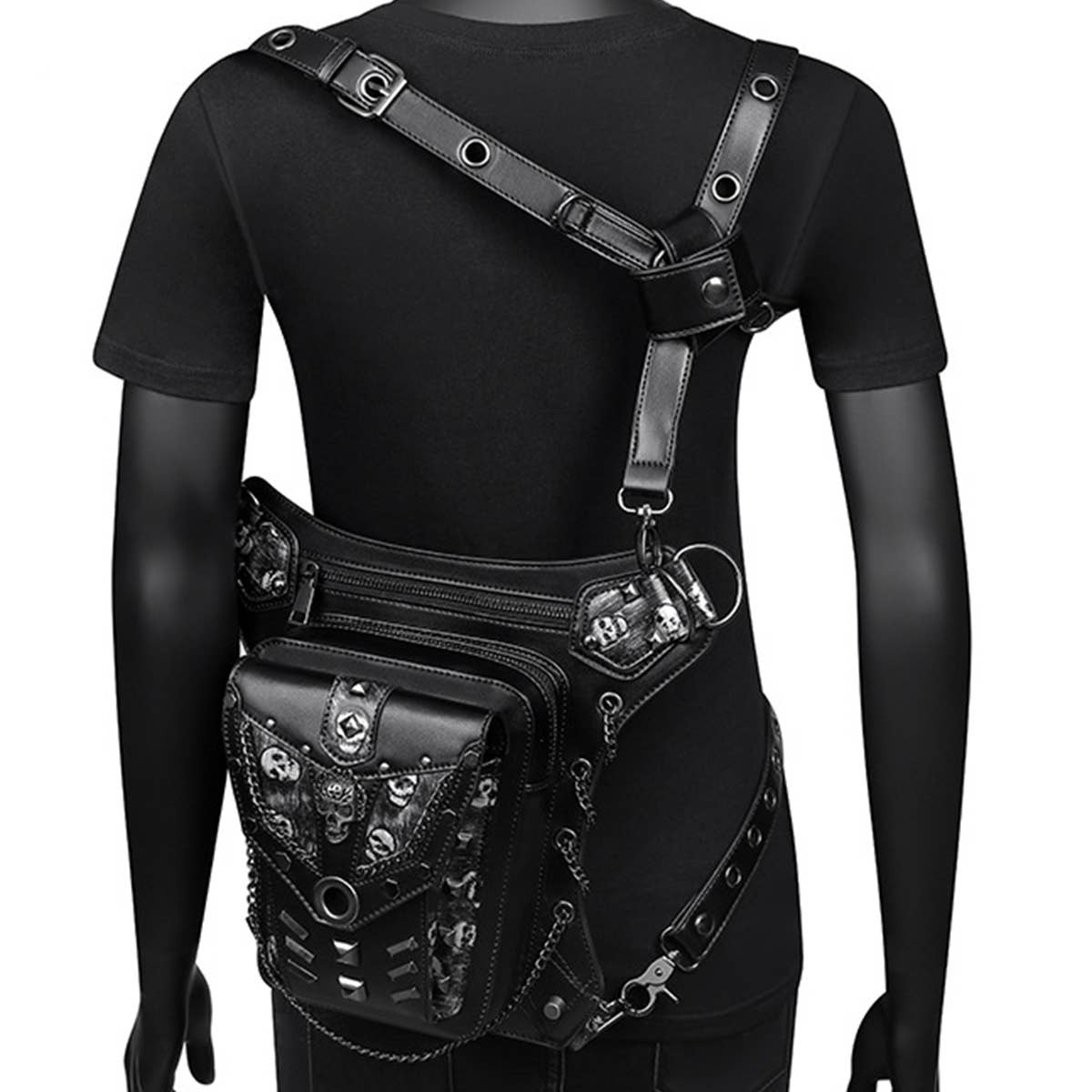 RETRO SKULL STEAMPUNK LEG BAG WALLET_CWAB0647