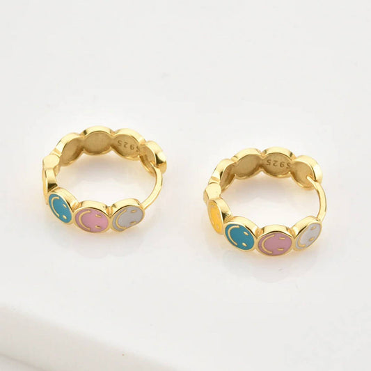 SMILEY COLORFUL HIP-HOP CREATIVE EARRINGS_CWAJE1768