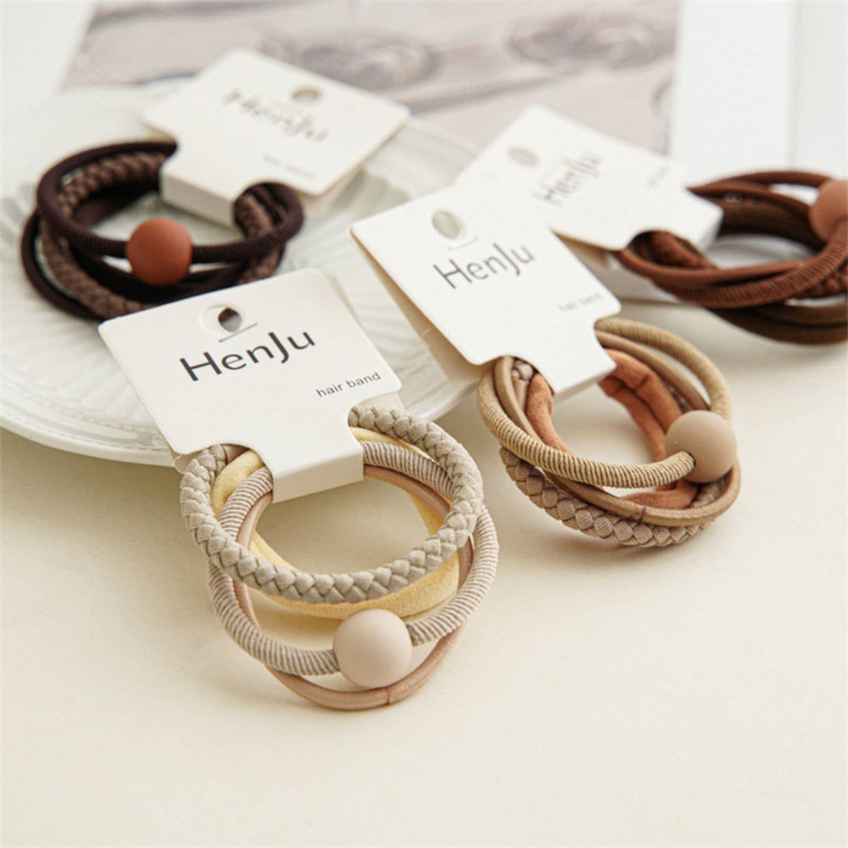 4PCS/SET BALL SIMPLE HAIR TIES_CWAHA0333