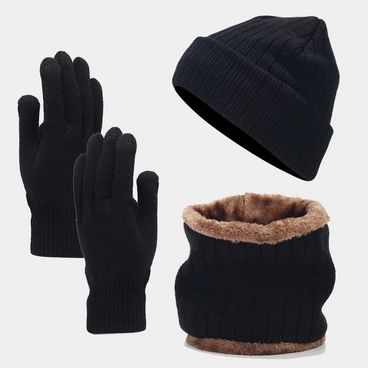 THREE-PIECE SET WITH FLEECE HAT, SCARF AND GLOVES_CWAH1624