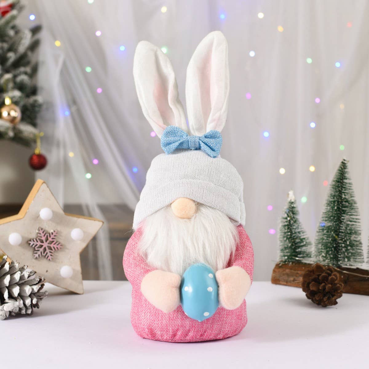 EASTER BUNNY DWARF FACELESS OLD MAN DOLL ORNAMENTS