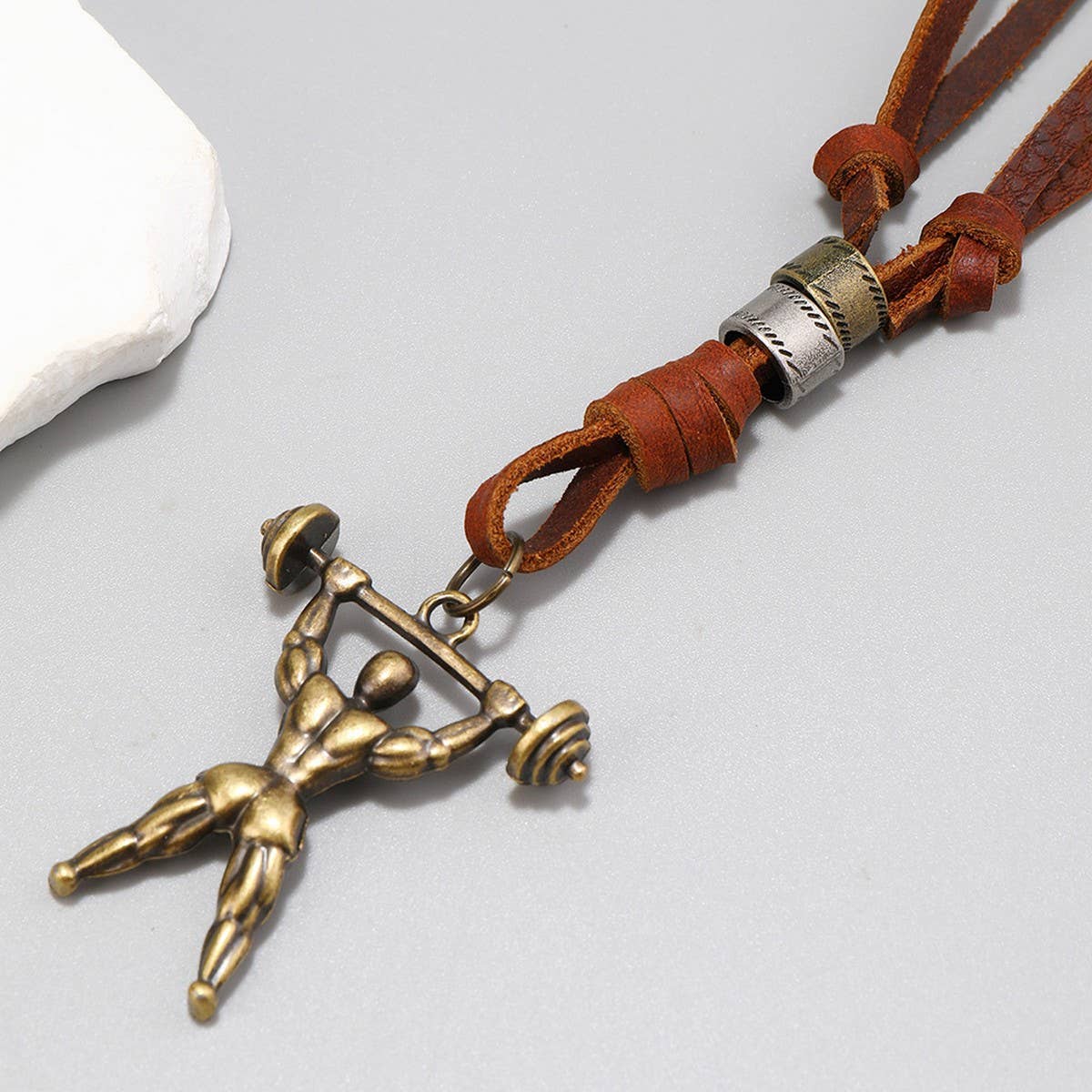 VINTAGE SPORT PENDANT LEATHER NECKLACE
