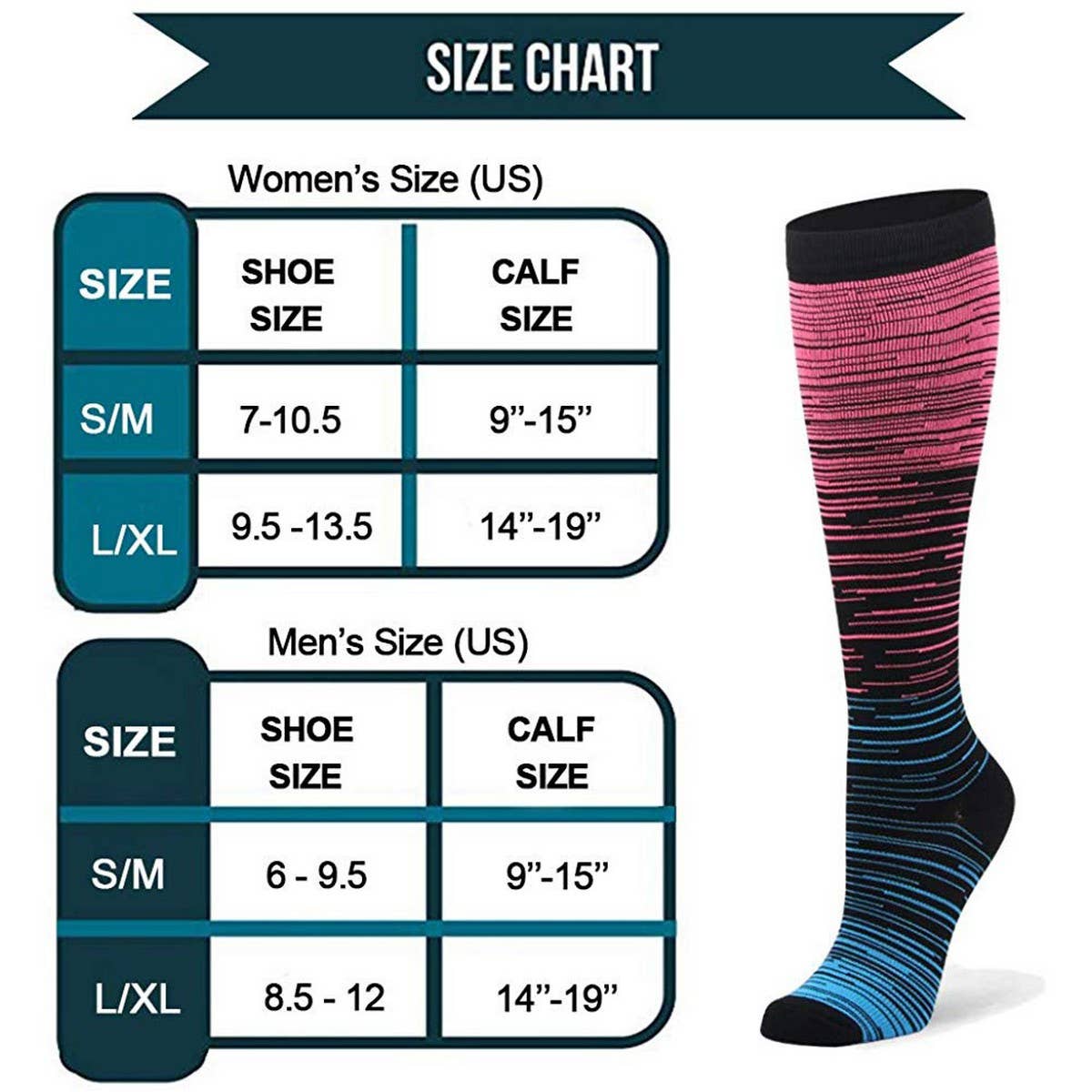NEW GRADIENT MIXED COLOR COMPRESSION SOCKS