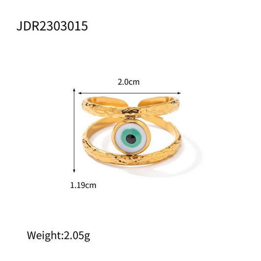 DEVIL'S EYE STAINLESS STEEL GOLD PLATED RING
