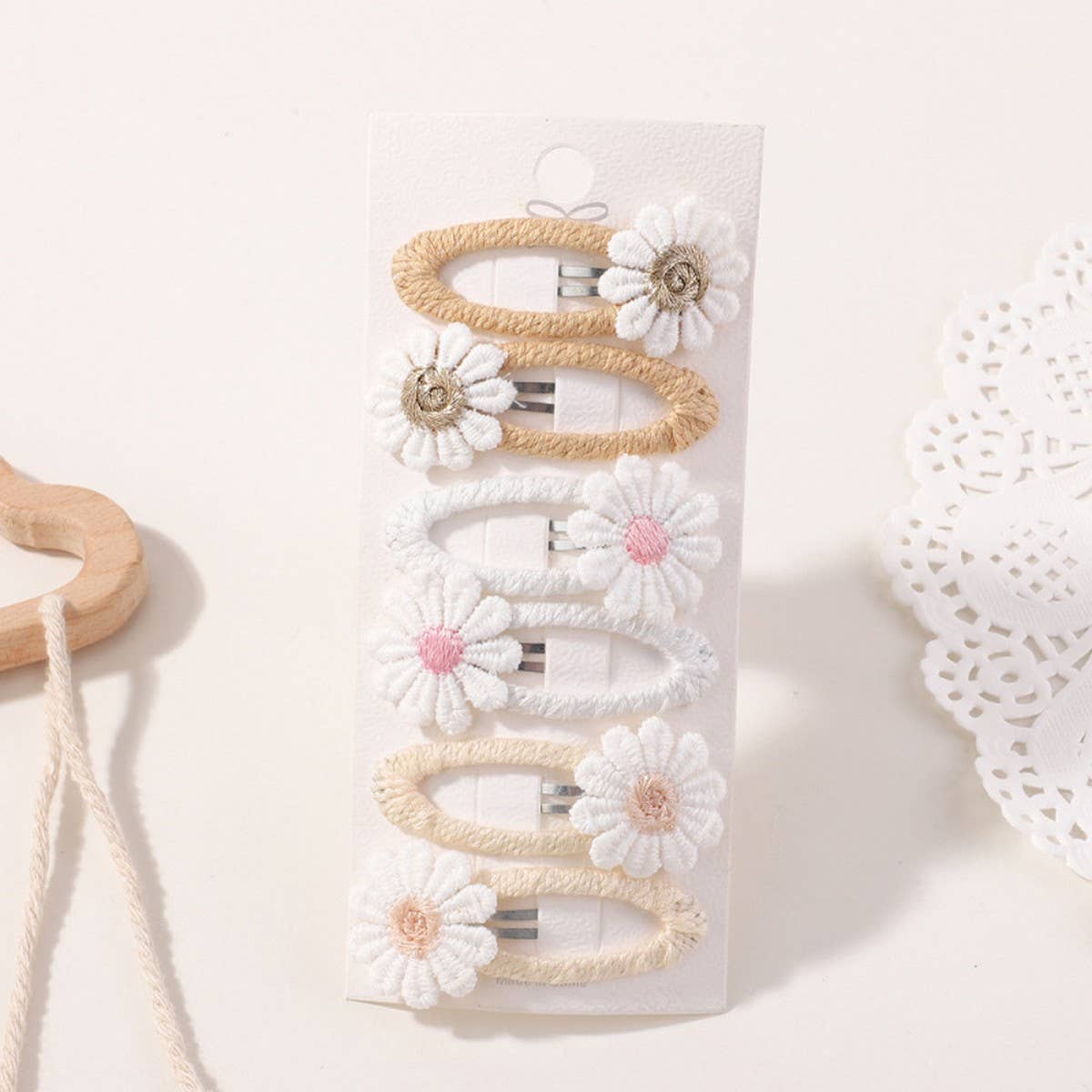 Fresh Daisy Hair Clip Set ? Handmade Fabric Clips