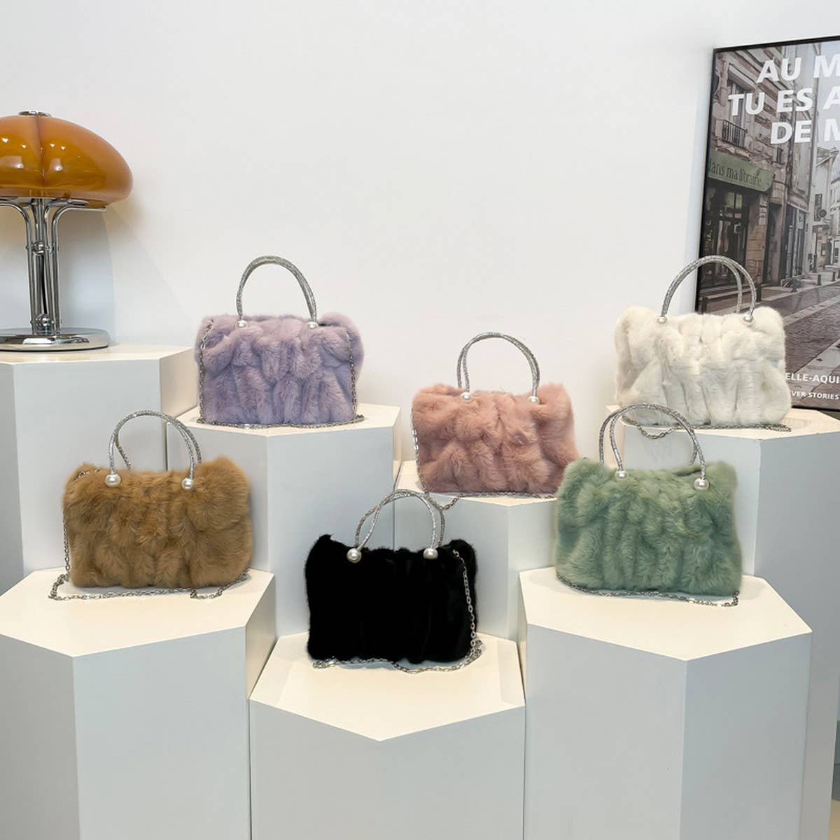 WINTER PLEATED CLOUD BAG CROSSBODY PLUSH BAG_CWAB3922