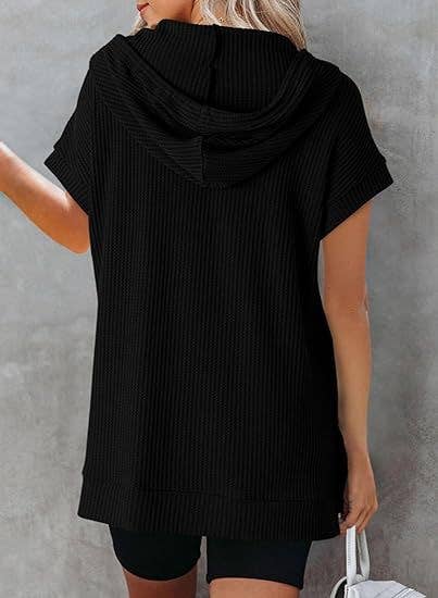 KNIT SIDE SLIT BELTED HOODIE