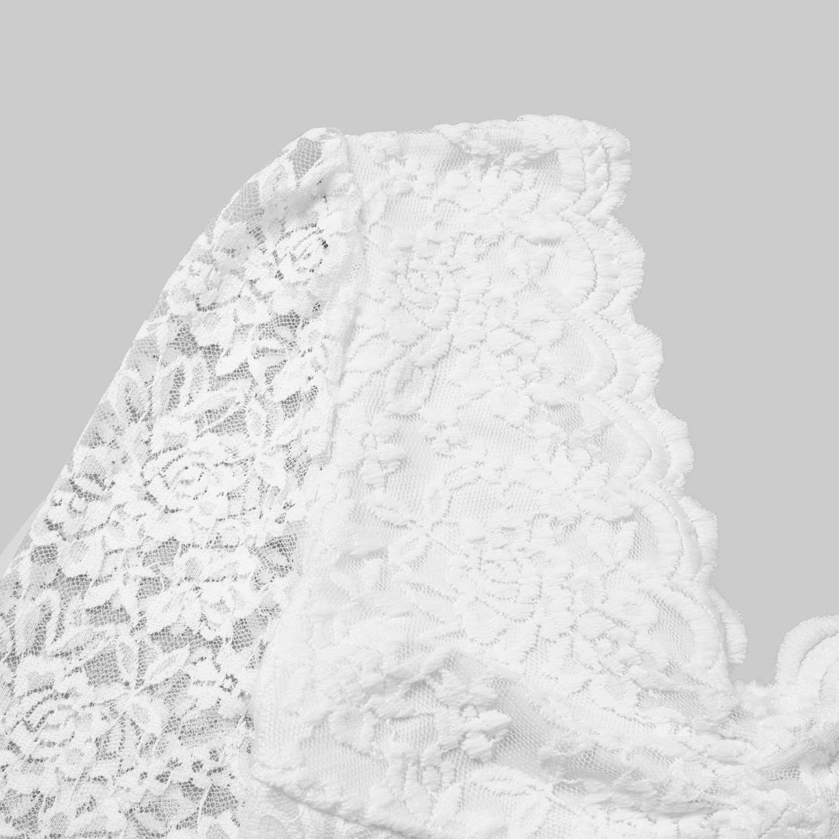 SOLID COLOR LACE LONG SLEEVE HOT GIRL SLIM BODYSUIT_CWMM4627