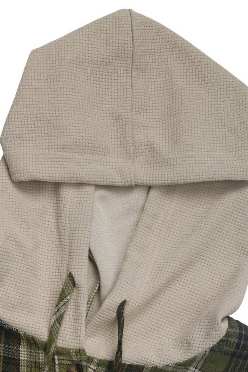 CWOHOL1105_CASUAL PLAID LONG SLEEVE HOODED PANEL SHIRT