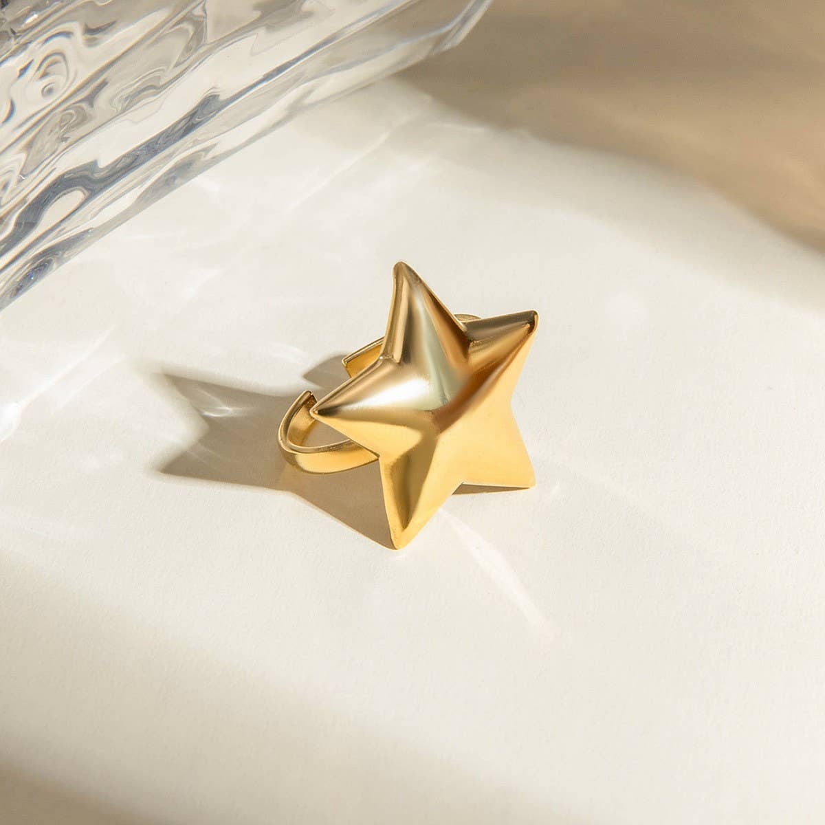 SIMPLE AND HIGH-END FIVE-POINTED STAR OPEN RING