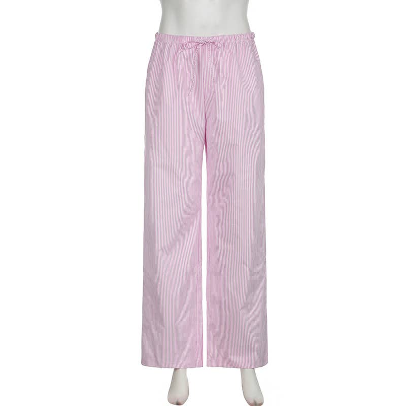 Low-waisted loose-fitting straight-leg trousers