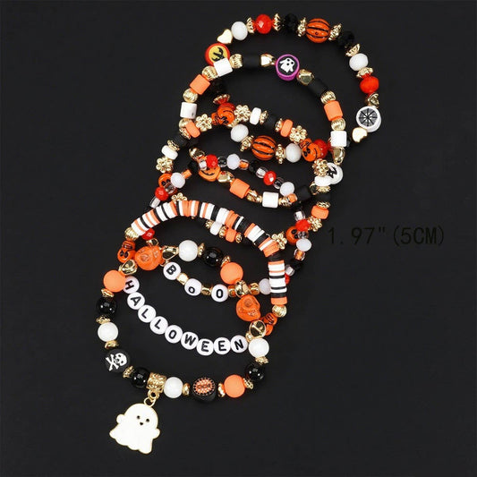 CWAJE05679_HALLOWEEN BOO BEADED ELASTIC BRACELET SET 6PCS